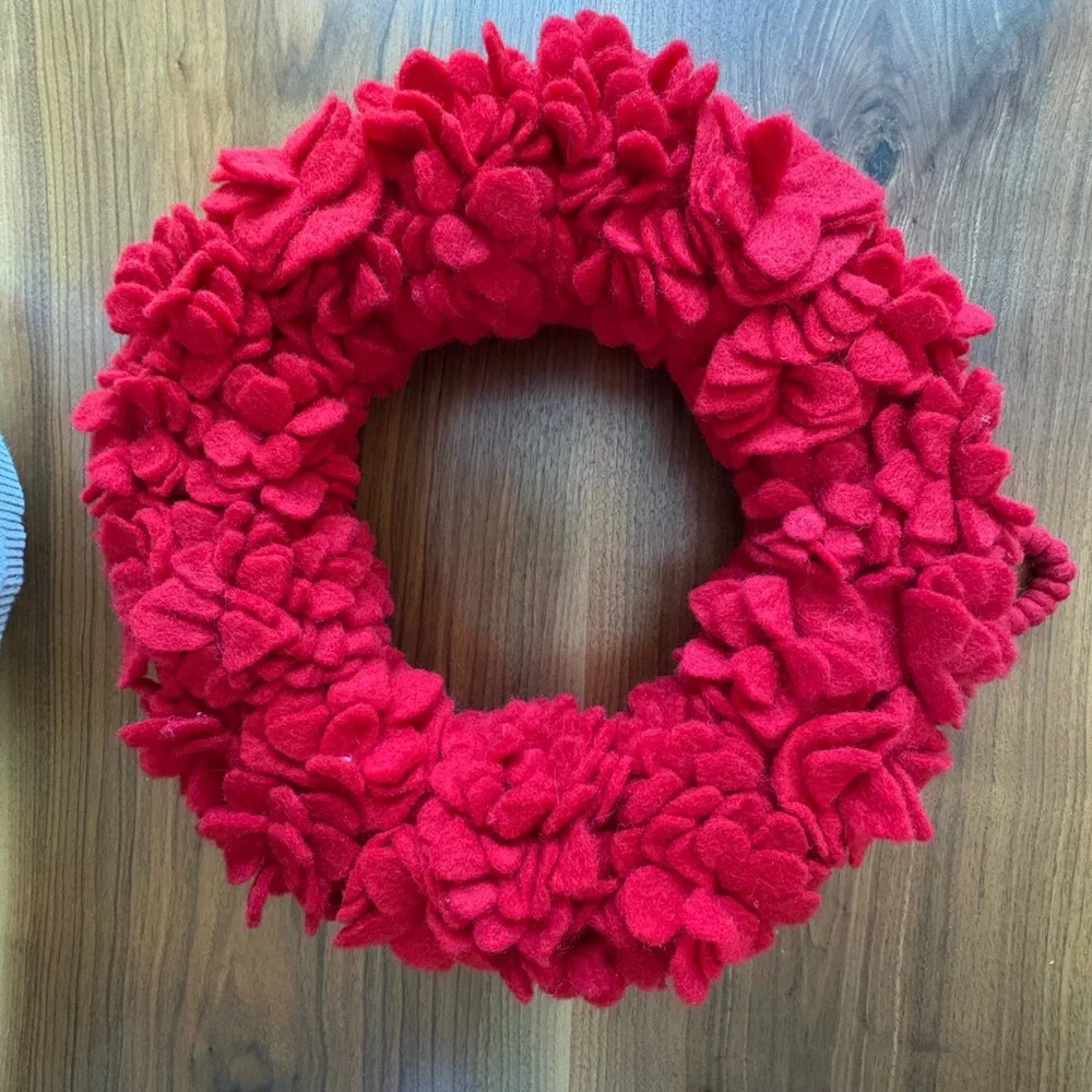 PRICE DROP! Red Felt Floral Holiday Wreath - Crate & Barrel
